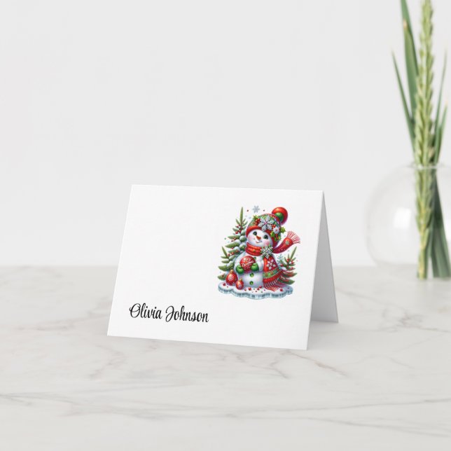 Holiday Custom Name Folded Note Cards (Front)