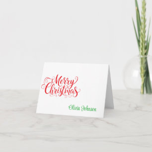 Holiday Custom Name Folded Note Cards