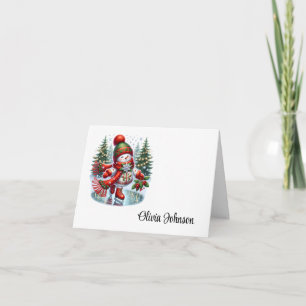 Holiday Custom Name Folded Note Cards