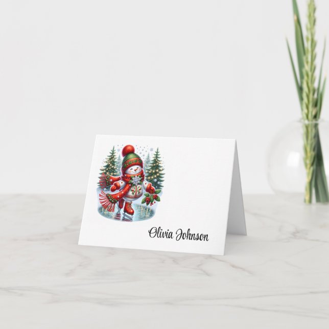Holiday Custom Name Folded Note Cards (Front)