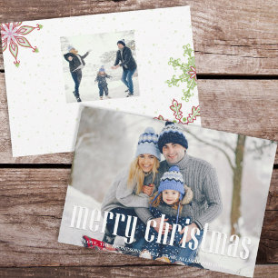 Holiday Cute Snowflake Whimsical Colourful 2 Photo Card