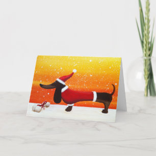 Holiday Dachshund and Dog Bone Christmas Gift Card