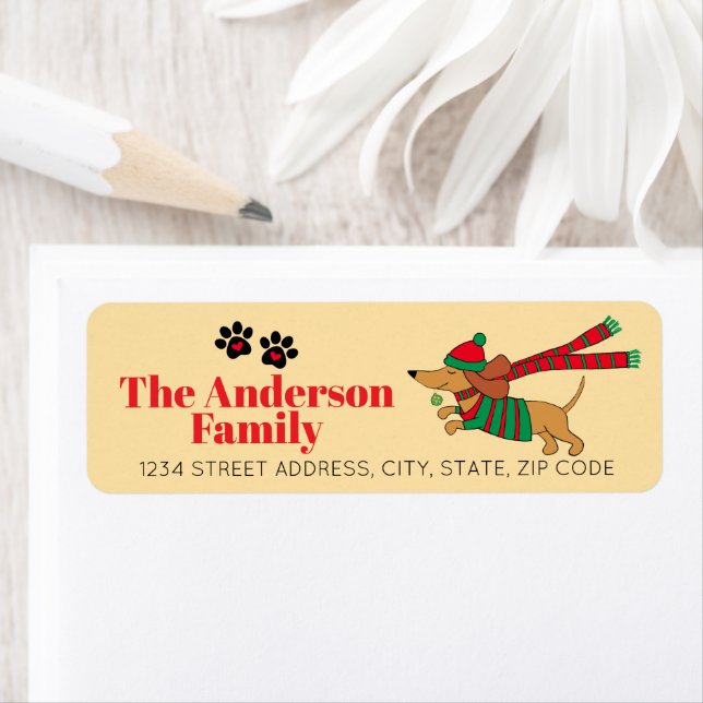 Holiday Dachshund Return Address Labels (Insitu)