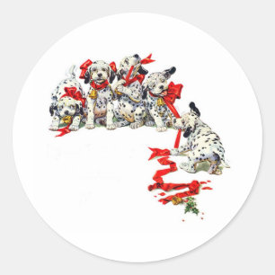 Holiday Dalmatian Pups Classic Round Sticker