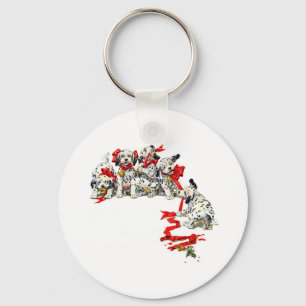 Holiday Dalmatian Pups Key Ring