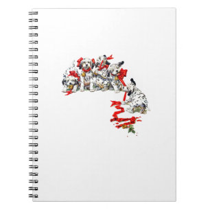 Holiday Dalmatin Pups with Red Ribbon Spiral Notebook