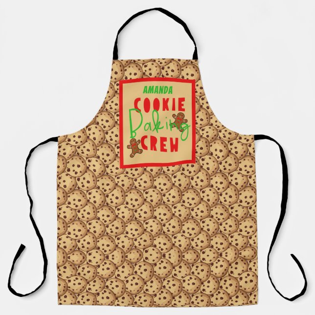 Holiday Day Cookie Baking Crew Personalise Name Apron (Front)