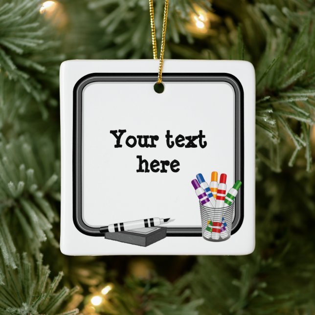 Holiday Decor, Mini Whiteboard Ceramic Ornament (Tree)