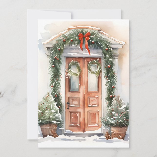 Holiday decorated Christmas greeting card (Front)