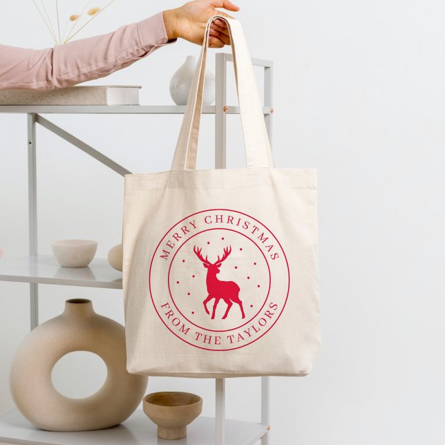 Holiday Deer Reusable Tote Christmas Gift Bag (Creator Uploaded)