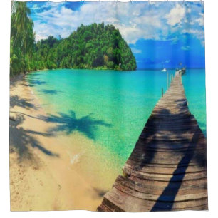 Holiday destination shower curtain