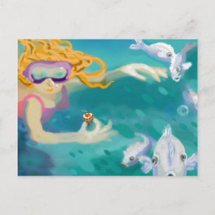 Holiday dip in the ocean postcard