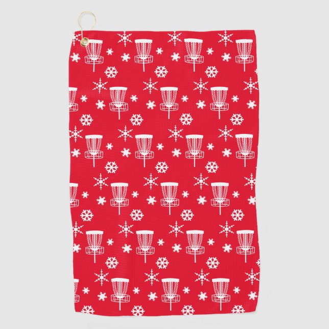 Holiday Disc Golf Towel - Red & White (Front)