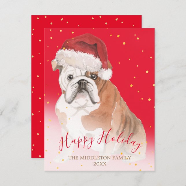 Holiday  Dog Gold Red Seasonal Greeting (Front/Back)