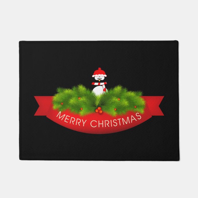 Holiday Doormat-Christmas Penguin Doormat (Front)