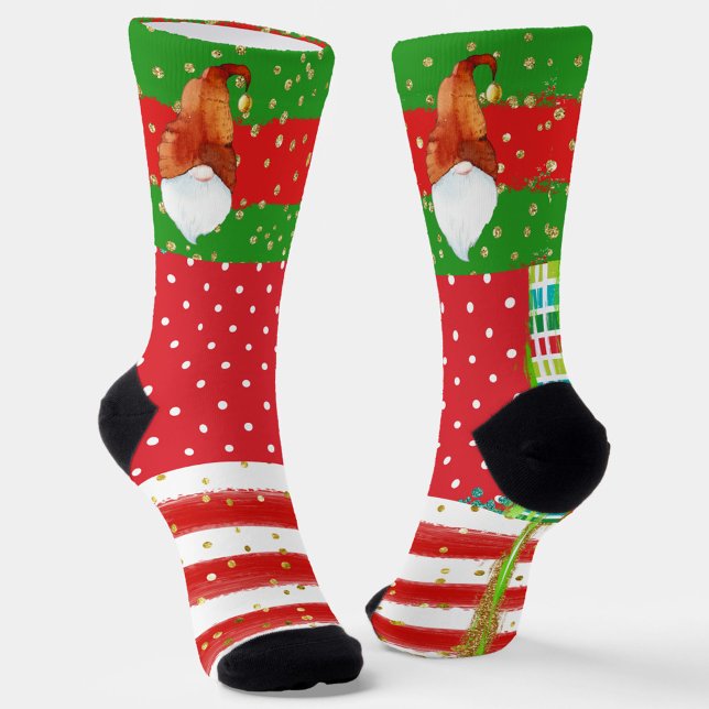 Holiday Dots, Stripes and Gnomes Socks (Creator Uploaded)
