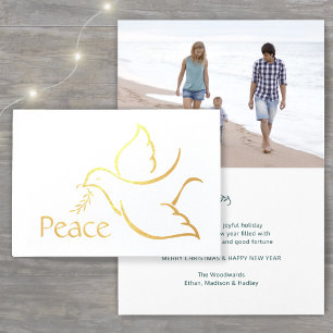 Holiday Dove Modern Peace Green Typography 1 Photo Foil Card