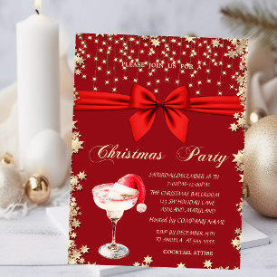 Holiday Drink Santa Hat Stars Company Christmas Invitation