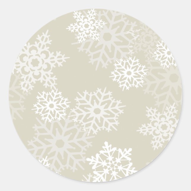 Holiday Ecru Snowflakes Envelope Seal (Front)