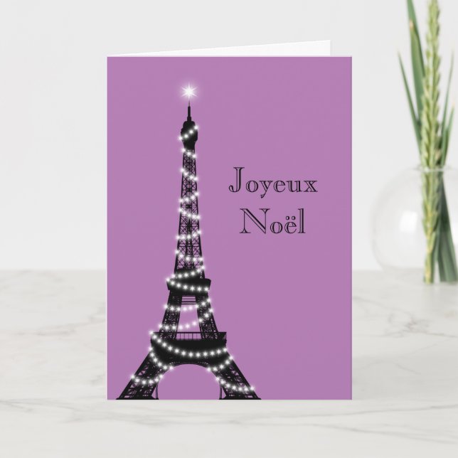 Holiday Eiffel Tower Card purple (Front)