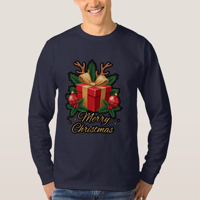 "Holiday Elegance: Gifts, Trees, & Reindeer Deligh T-Shirt (Front)