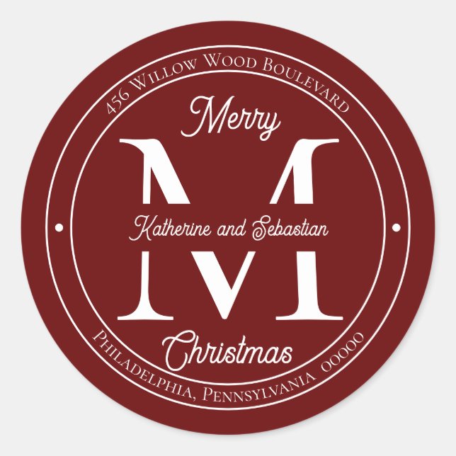 Holiday Elegant Monogram Return Address Seal (Front)