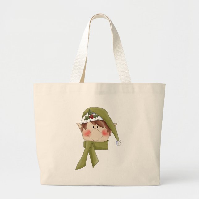 Holiday Elf T-shirts and Gifts Large Tote Bag (Front)