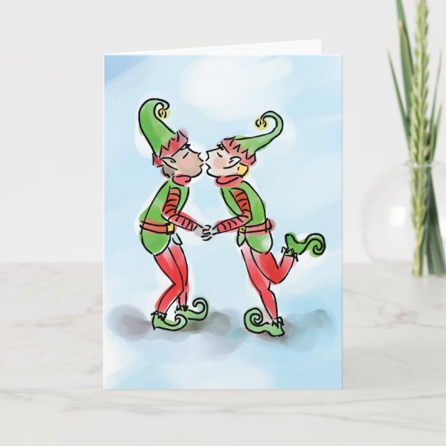 Holiday Elves Kissing (Front)