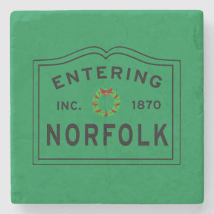 Holiday Entering Town of Norfolk Massachusetts Sto Stone Coaster
