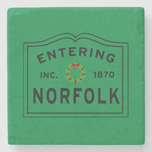 Holiday Entering Town of Norfolk Massachusetts Sto Stone Coaster (Front)