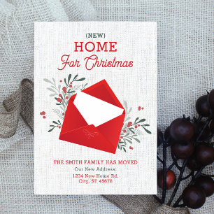Holiday Envelope Floral New Home for Christmas Invitation
