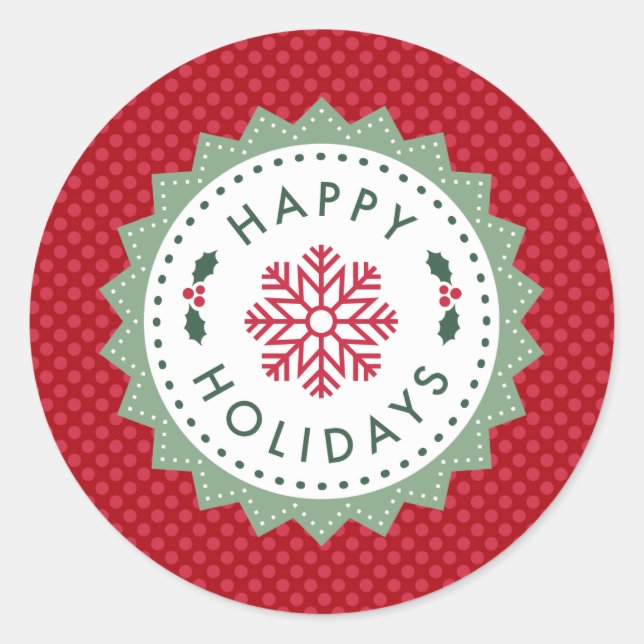 Holiday Envelope Seals or Gift Wrap Stickers (Front)