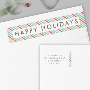 Holiday Envelope Wrap Label   Christmas Stripe