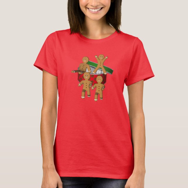 Holiday Escaping Gingerbread Cookies Cute T-Shirt (Front)