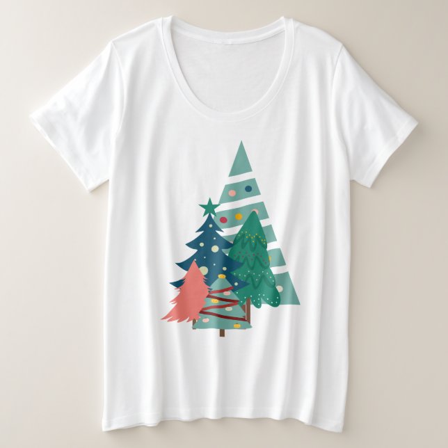 Holiday Evergreens Design Plus Size T-Shirt (Design Front)