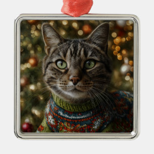 Holiday Family Cat Photo Metal Tree Decoration