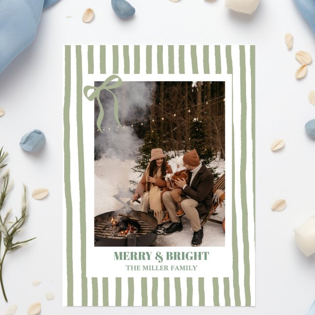 Holiday family Christmas Photo Card with Stripes (Creator Uploaded)