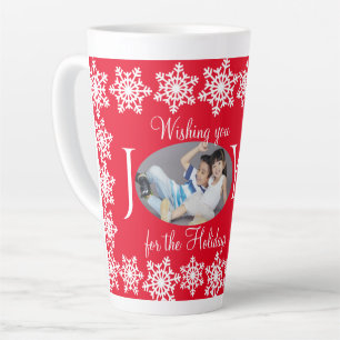 Holiday Family Photo JOY White Snowflake Mug H