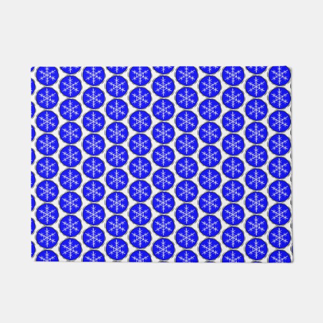 Holiday Fancy Artistic Snowflake Pattern Christmas Doormat (Front)