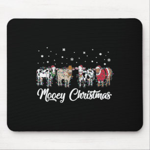 Holiday Farm Christmas Mooey Christmas Lights Cow Mouse Pad