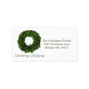 Holiday Farmhouse Christmas Wreath Address Label