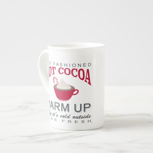 holiday farmhouse hot cocoa bone china mug (Front Left)