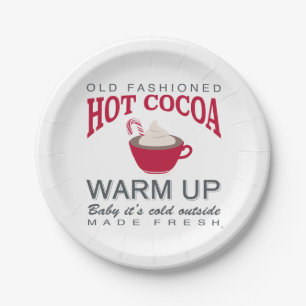 holiday farmhouse hot cocoa paper plate