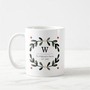Holiday Farmhouse Monogram Wreath Coffee Mug