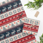 Holiday Faux Knit Pattern Christmas Personalised Wrapping Paper<br><div class="desc">Cute Christmas wrapping paper Featuring holiday themed knitting pattern,  a deer silhouette,  and script</div>