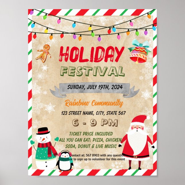 Holiday Festival school event flyer Poster (Front)