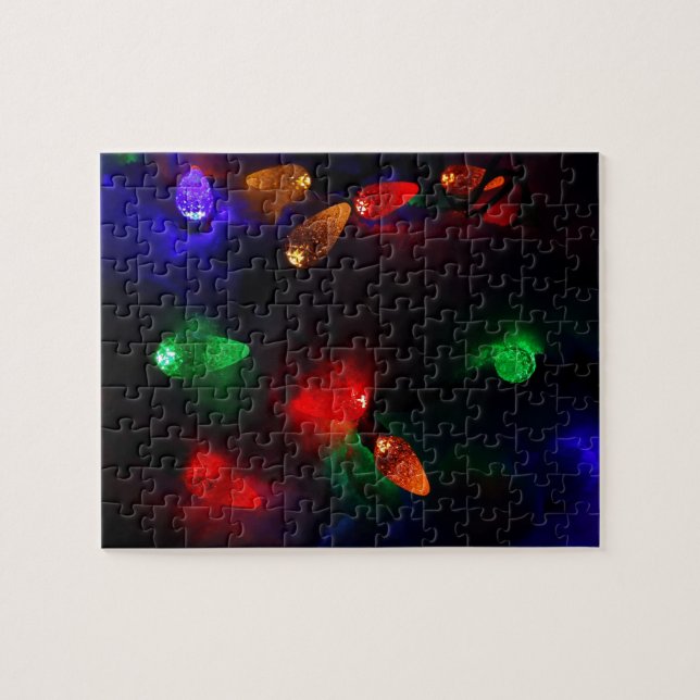 Holiday festive Christmas fairy lights winter snow Jigsaw Puzzle (Horizontal)