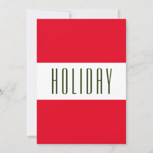 HOLIDAY Festive Modern Bright Red White Stripes Card