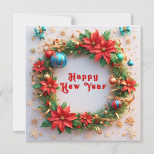 Holiday Festive Wreath 🎄✨ Poinsettia Golden Magnetic Invitation
