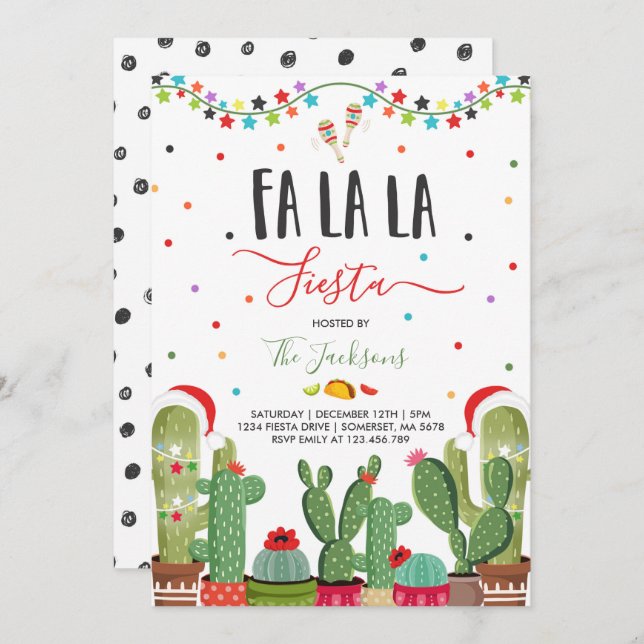 Holiday Fiesta Party Invitation Fa La La Fiesta (Front/Back)